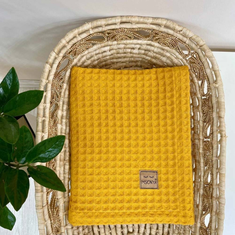 Плед Msonya вафля Грецька 80х100 см гірчиця