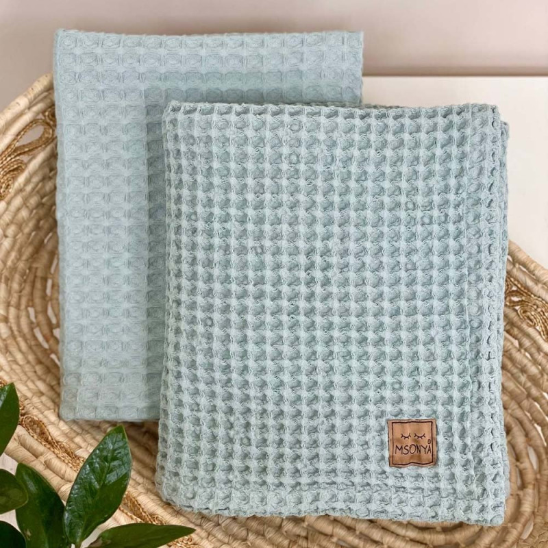 Плед Msonya вафля Грецька 80х100 см м'ята