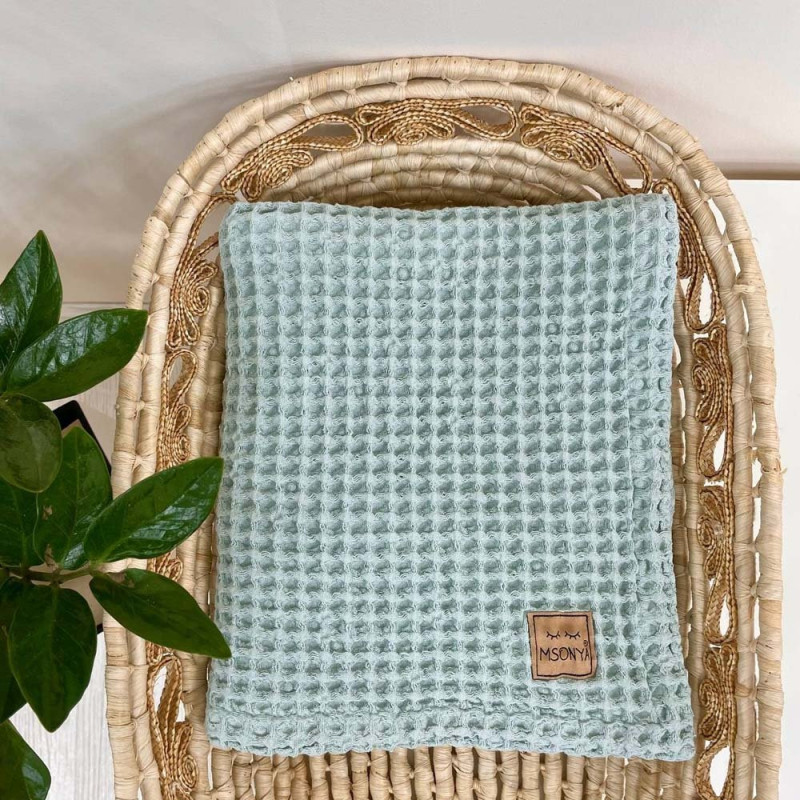 Плед Msonya вафля Грецька 80х100 см м'ята