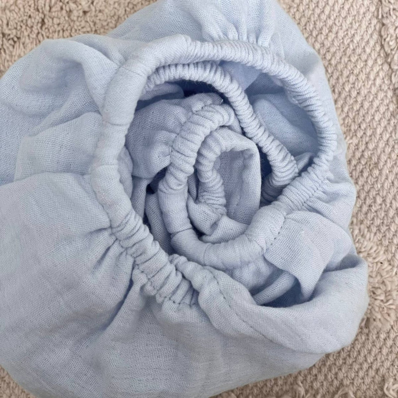 Постільна білизна Msonya Простирадло у візочок муслін Блакитний