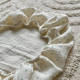 Постільна білизна Msonya Простирадло у візочок муслін Горох м'ятний