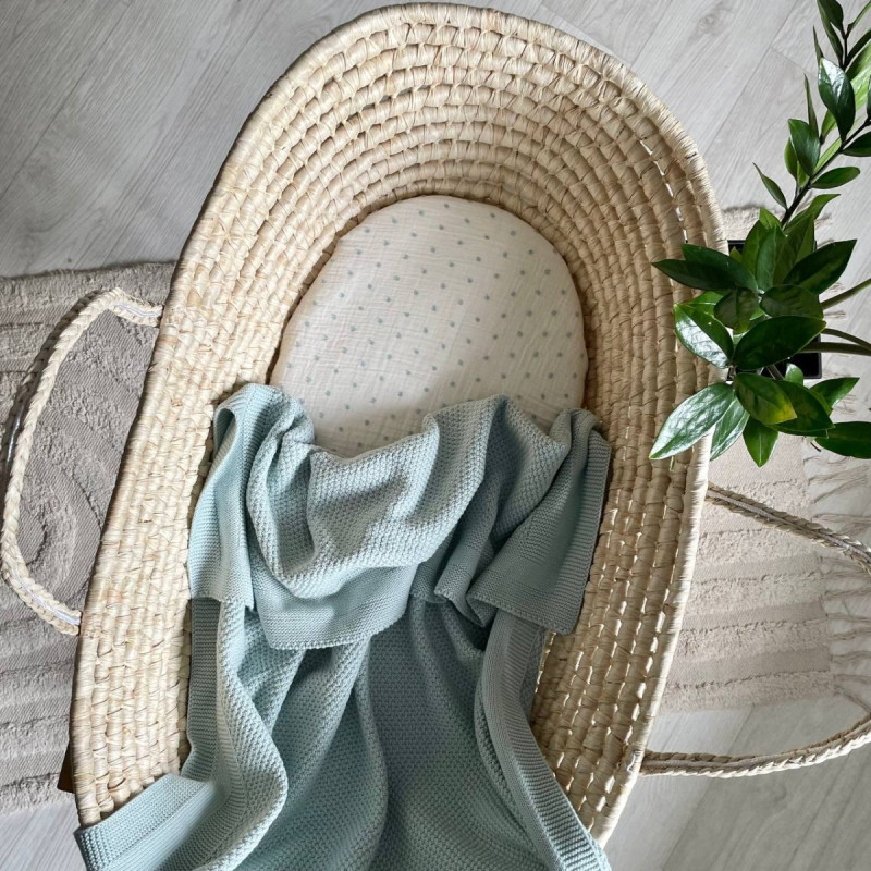 Постільна білизна Msonya Простирадло у візочок муслін Горох м'ятний