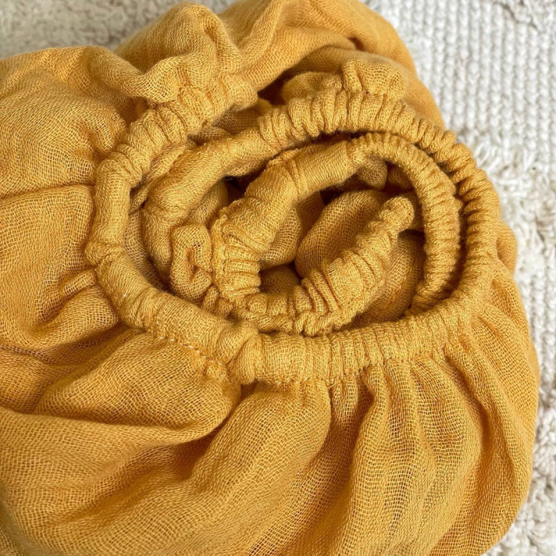 Постільна білизна Msonya Простирадло у візочок муслін Гірчиця