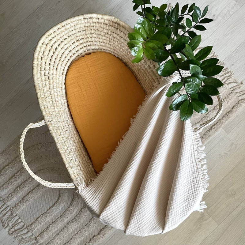 Постільна білизна Msonya Простирадло у візочок муслін Гірчиця