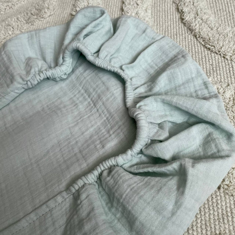 Постільна білизна Msonya Простирадло у візочок муслін М'ята