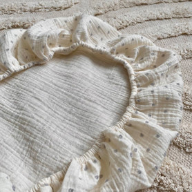 Постільна білизна Msonya Простирадло у візочок муслін Горох сірий