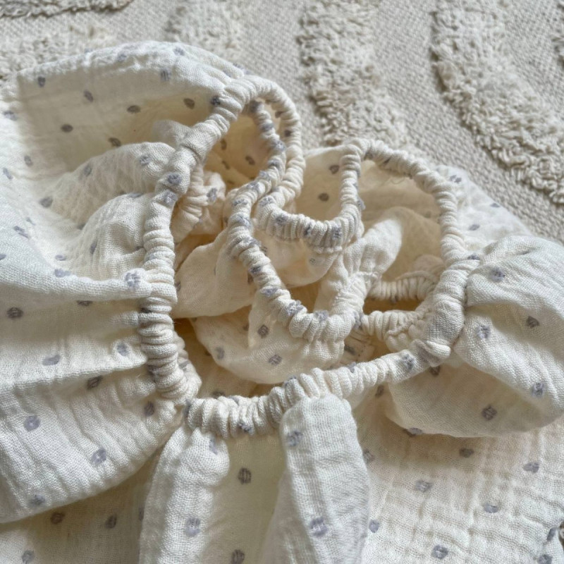 Постільна білизна Msonya Простирадло у візочок муслін Горох сірий