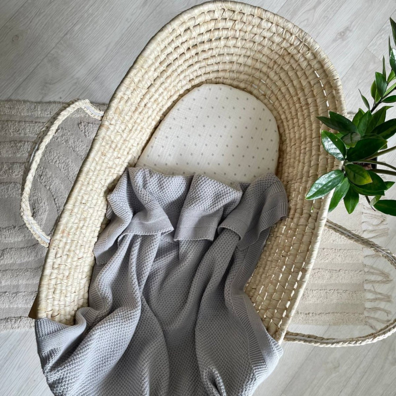 Постільна білизна Msonya Простирадло у візочок муслін Горох сірий