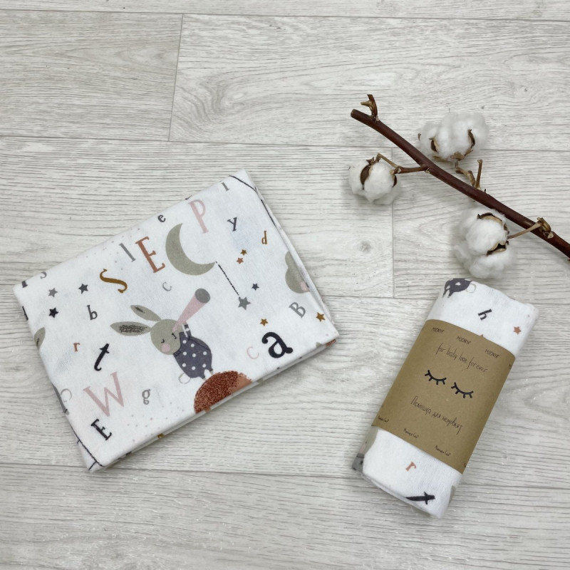 Пелюшка Msonya фланель Зайці на драбинці бежевий