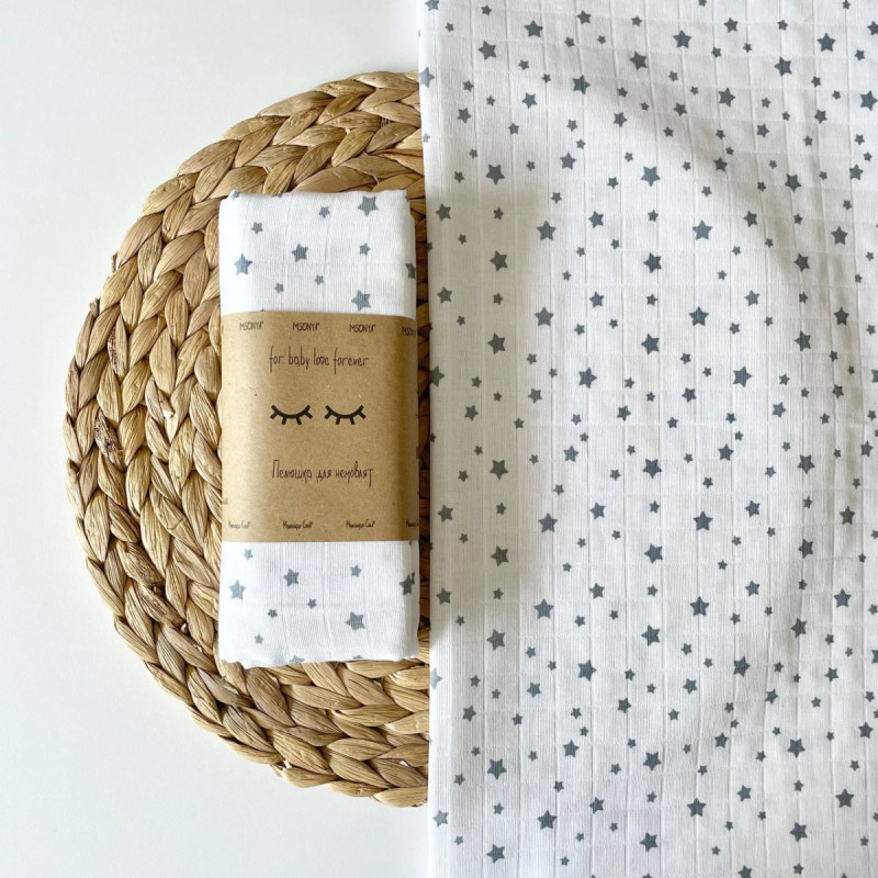 Пелюшка Msonya муслін Зорепад графіт на білому