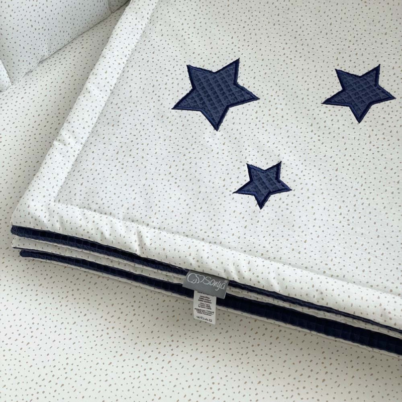 Плед Msonya конверт Stars поплін/вафля синій