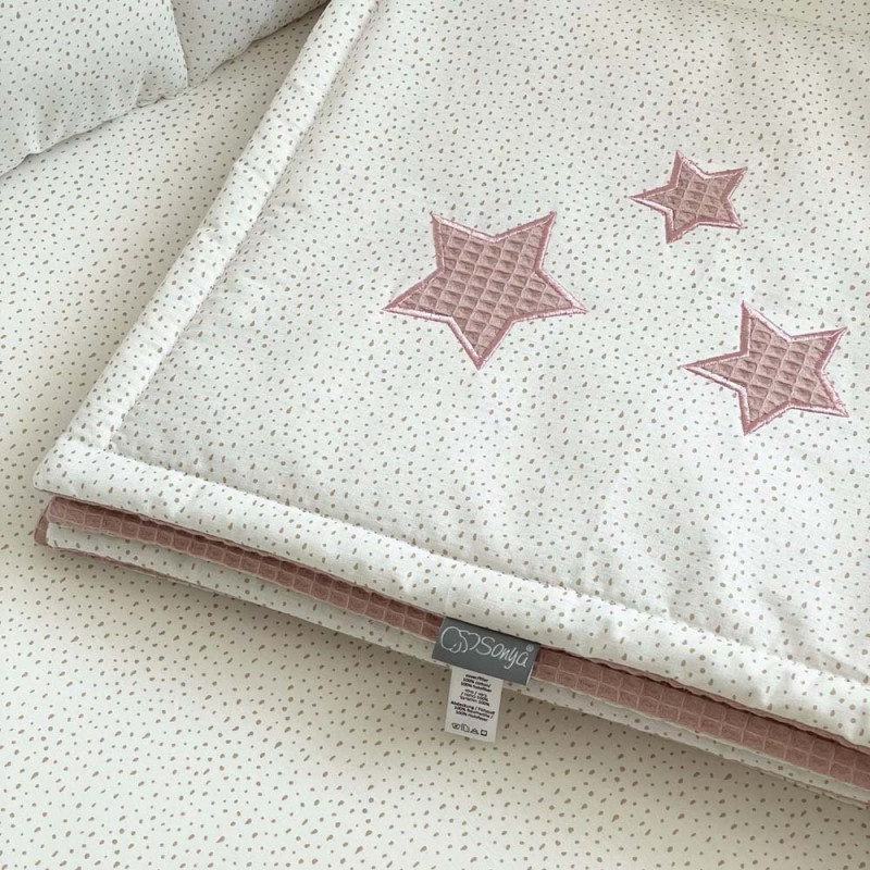 Плед Msonya конверт Stars поплін/вафля пудра