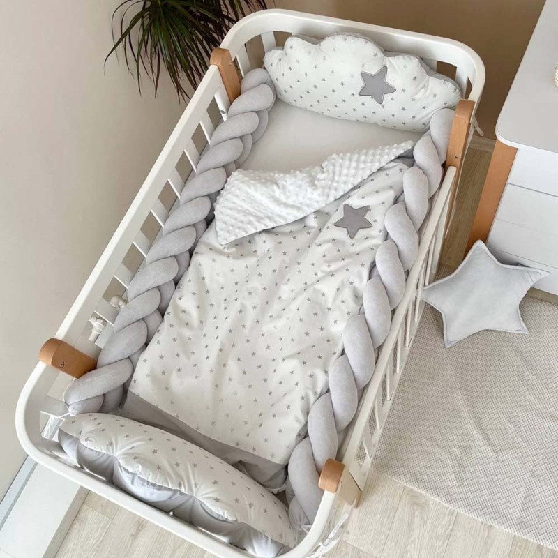 Постільна білизна Msonya комплект Колекція №7, 4 елементи сірий з хмаринками