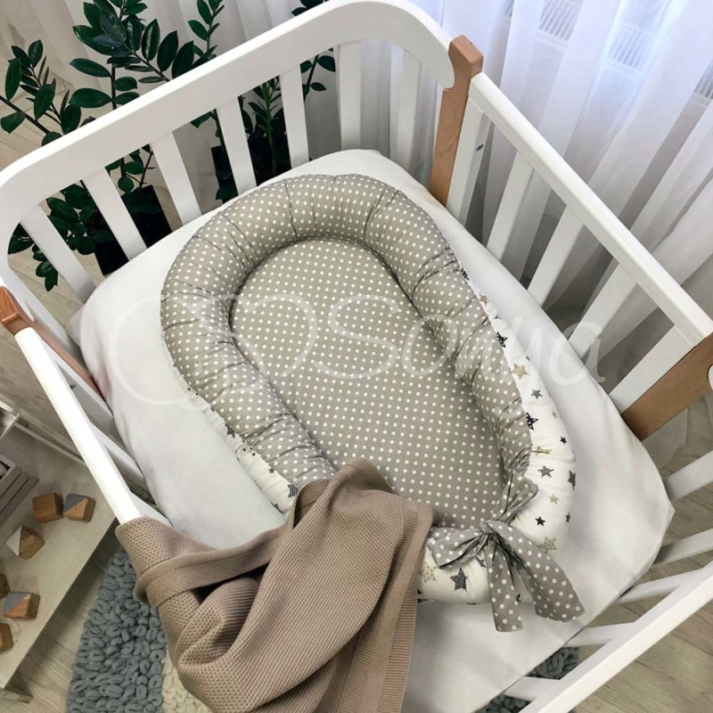 Кокон Msonya Premium сіро-бежевий із зірками