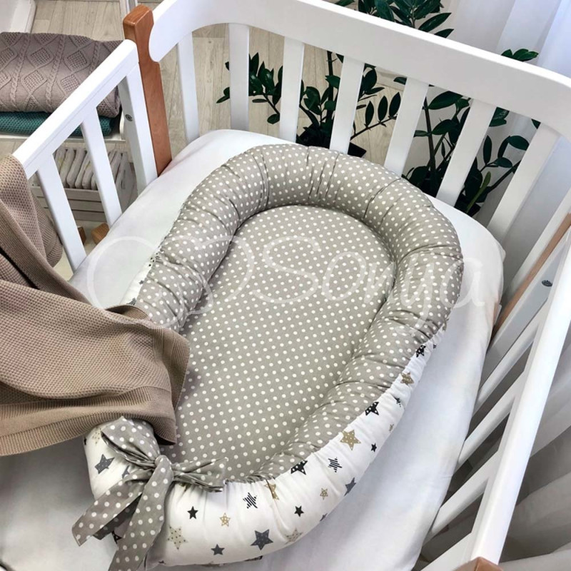 Кокон Msonya Premium сіро-бежевий із зірками