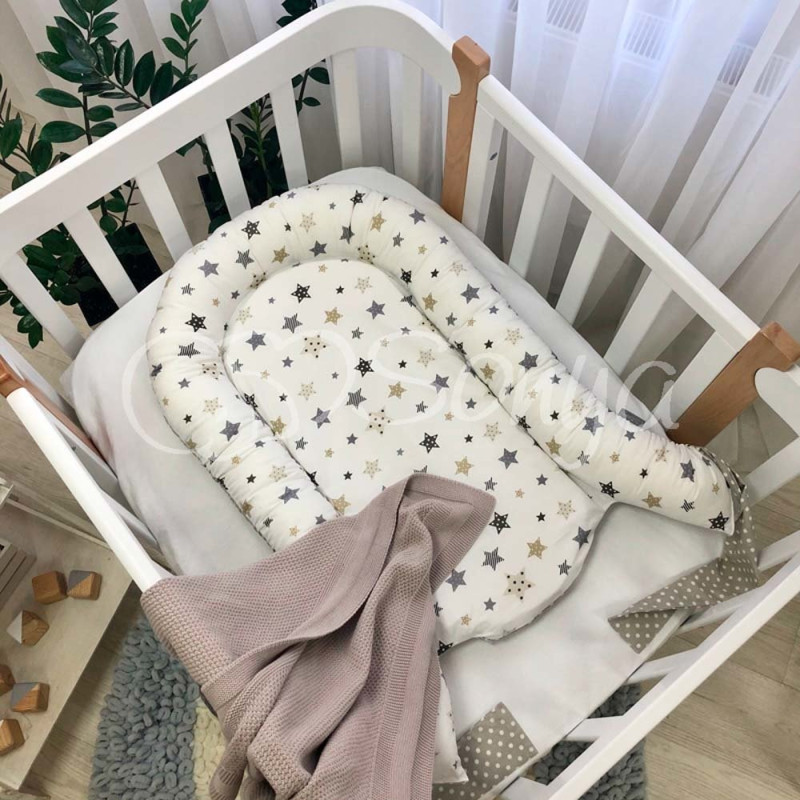 Кокон Msonya Premium сіро-бежевий із зірками