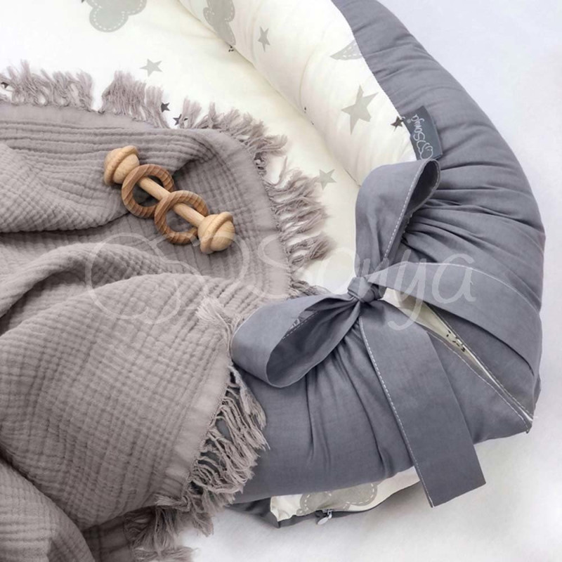 Кокон Msonya Premium хмари сірі з місяцем