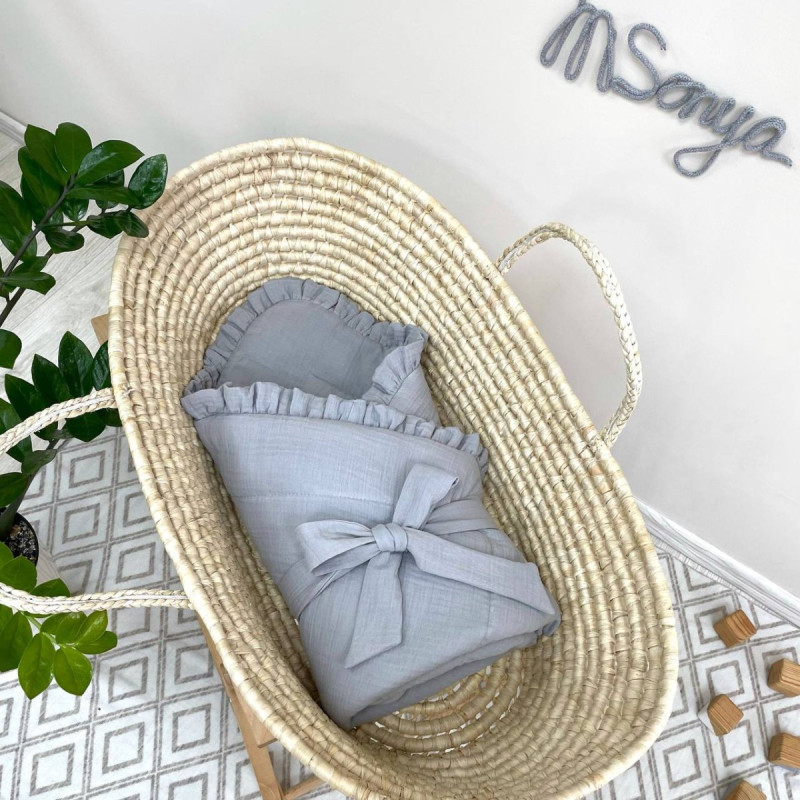 Плед Msonya конверт муслін з рюшем сірий