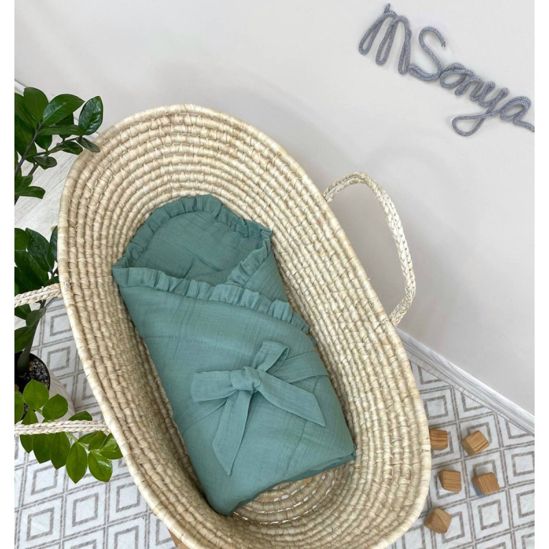 Плед Msonya конверт муслін з рюшем малахіт