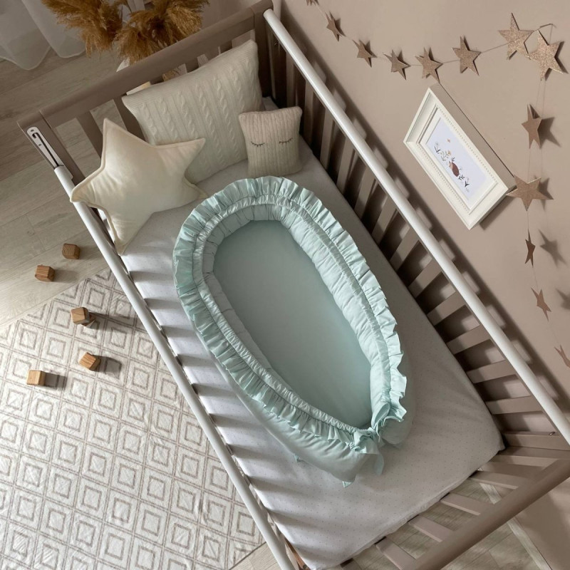 Подушка Msonya Комплект кокон з рюшем + + плед світла м'ята