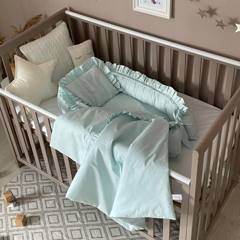 Подушка Msonya Комплект кокон з рюшем + + плед світла м'ята