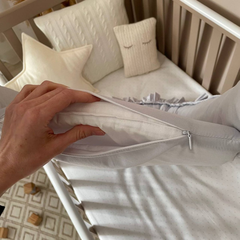 Подушка Msonya Комплект кокон з рюшем + + плед срібло