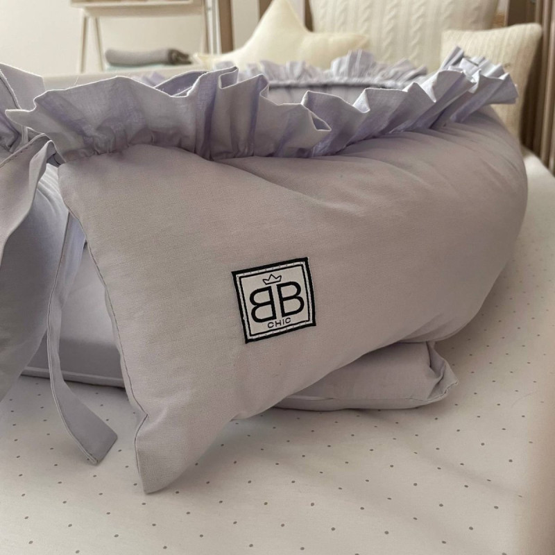 Подушка Msonya Комплект кокон з рюшем + + плед срібло