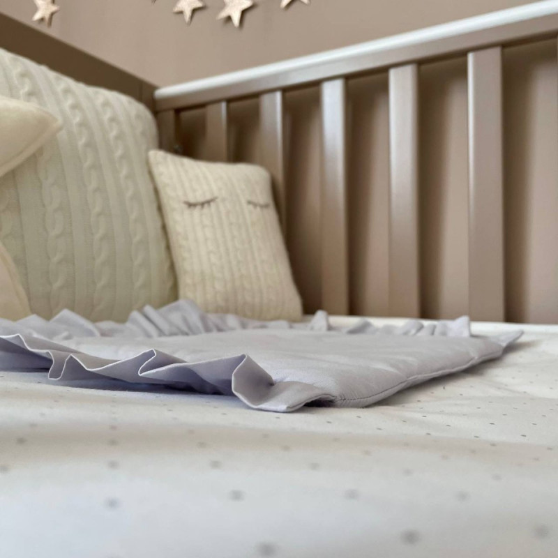 Подушка Msonya Комплект кокон з рюшем + + плед срібло