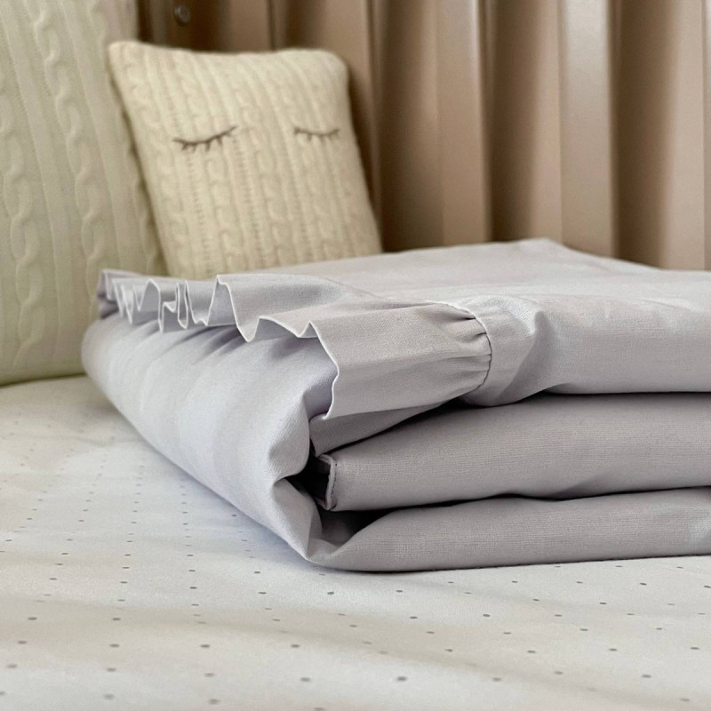 Подушка Msonya Комплект кокон з рюшем + + плед срібло