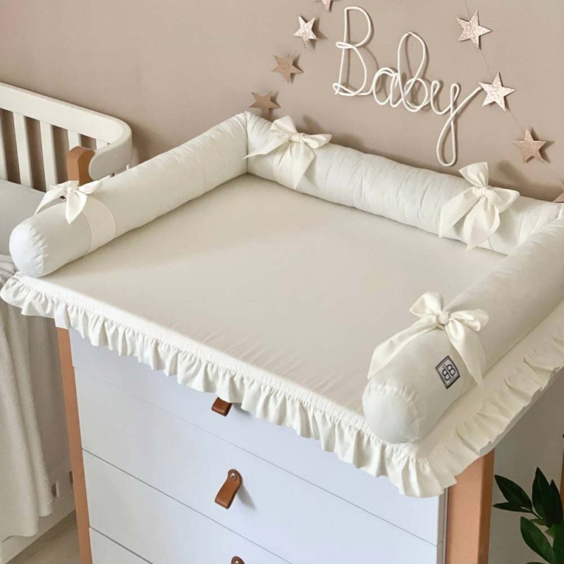 Сповивальний матрац Msonya Chic поплін з рюшем 60 х 80 см Молочний