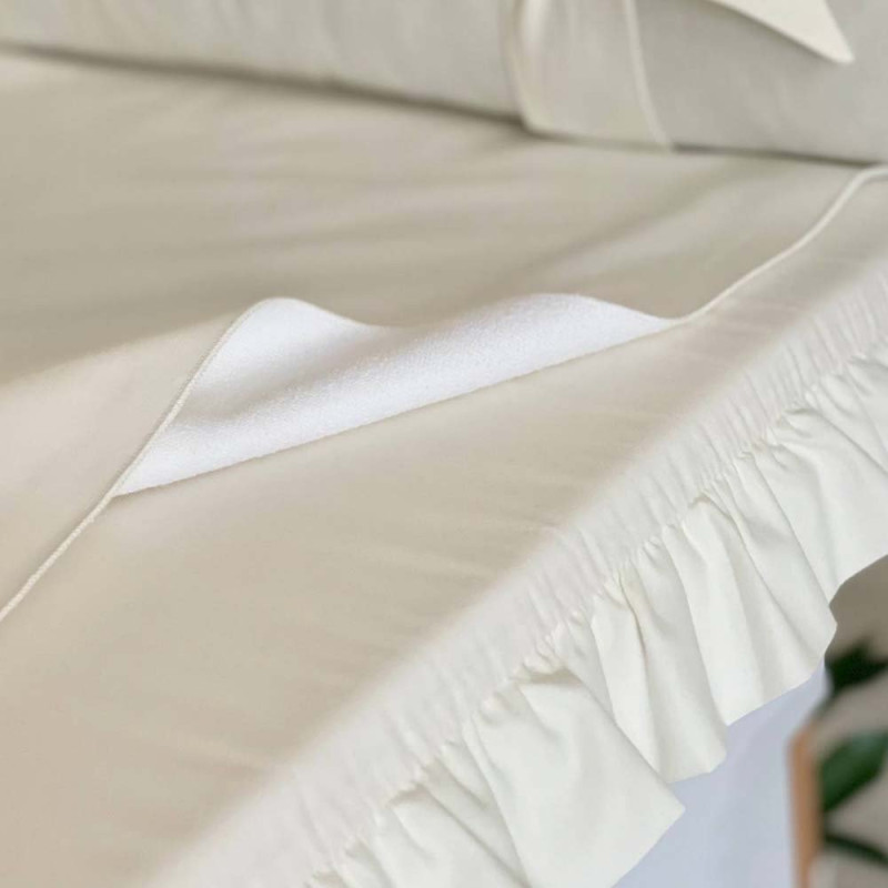 Сповивальний матрац Msonya Chic поплін з рюшем 60 х 80 см Молочний