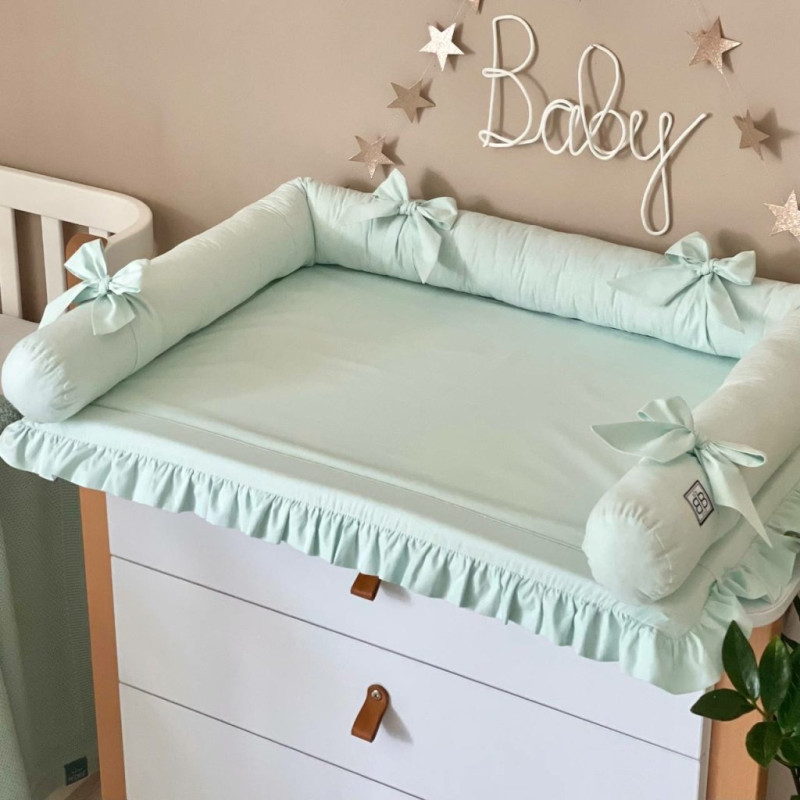 Сповивальний матрац Msonya Chic поплін з рюшем 60 х 80 см Світла м'ята