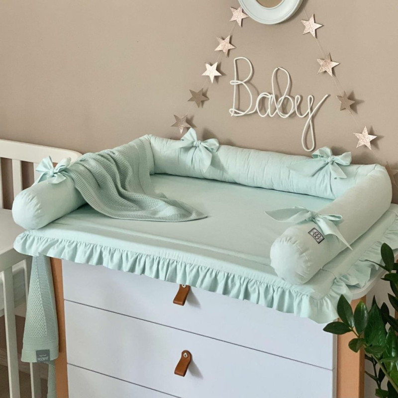 Сповивальний матрац Msonya Chic поплін з рюшем 60 х 80 см Світла м'ята