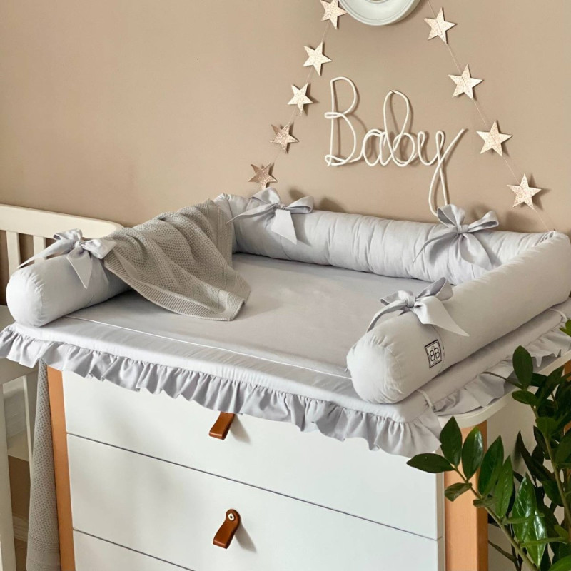 Сповивальний матрац Msonya поплін з рюшем срібло