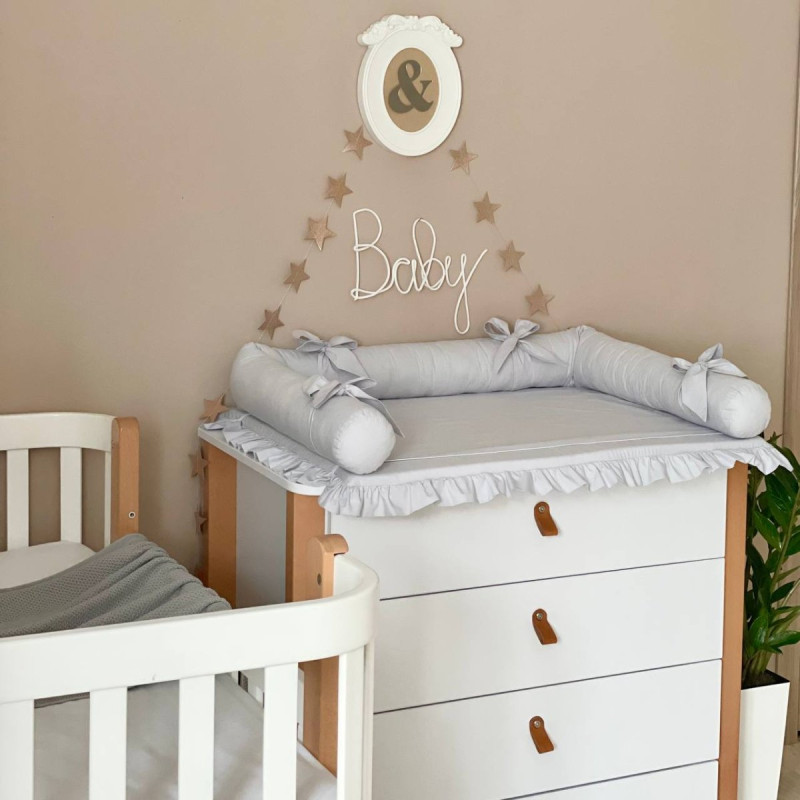 Сповивальний матрац Msonya поплін з рюшем срібло