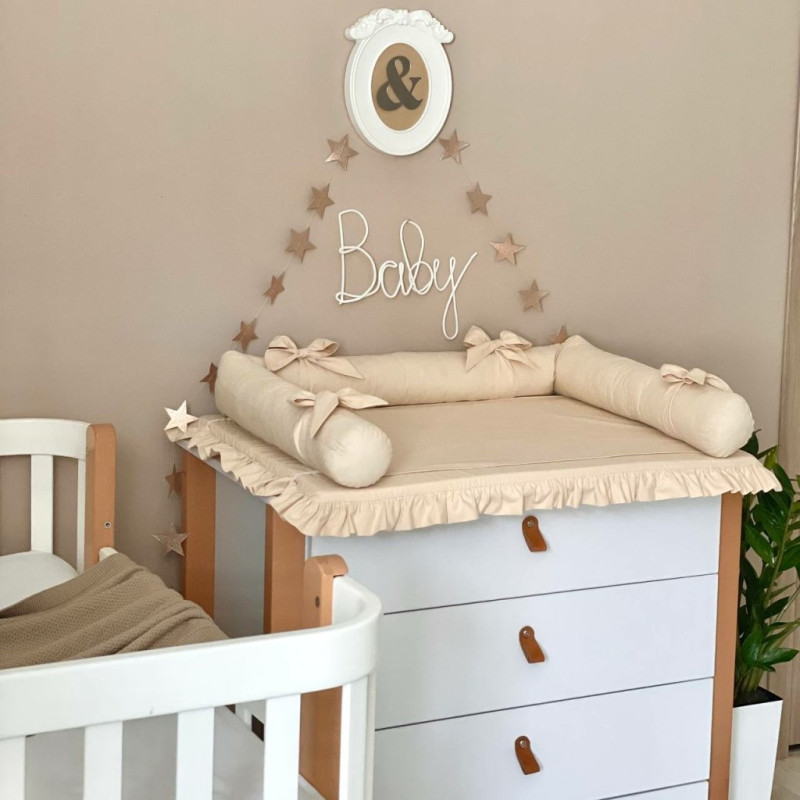 Сповивальний матрац Msonya Chic поплін з рюшем 60 х 80 см Бежевий