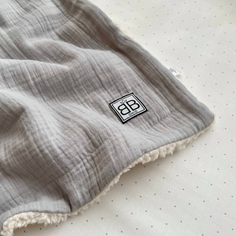 Плед Msonya колекція №10 хутро/муслін сірий