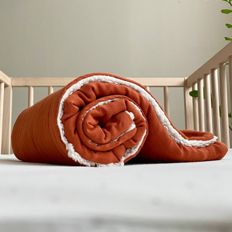 Плед Msonya колекція №10 хутро/муслін теракот