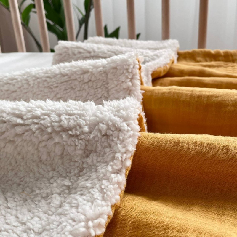 Плед Msonya колекція №10 хутро/муслін гірчиця