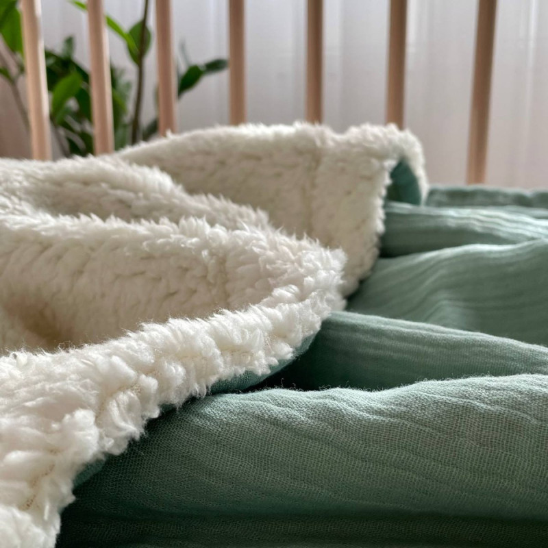 Плед Msonya колекція №10 хутро/муслін малахіт