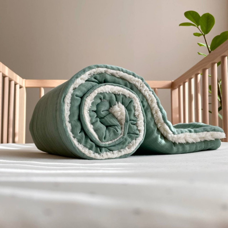 Плед Msonya колекція №10 хутро/муслін малахіт