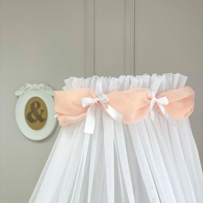 Балдахін Msonya Akvarel білий з персиковим шарфиком