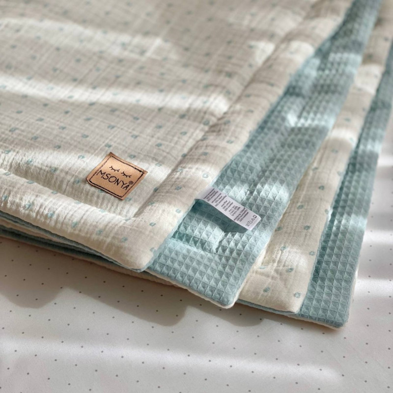 Плед Msonya муслін/вафля Горох м'ята