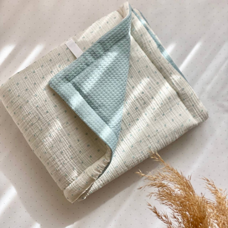 Плед Msonya муслін/вафля Горох м'ята