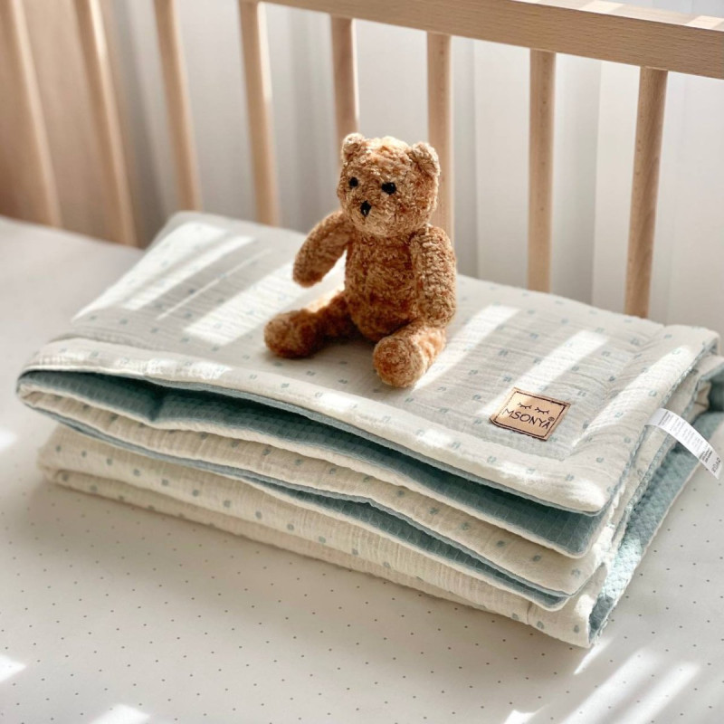 Плед Msonya муслін/вафля Горох м'ята