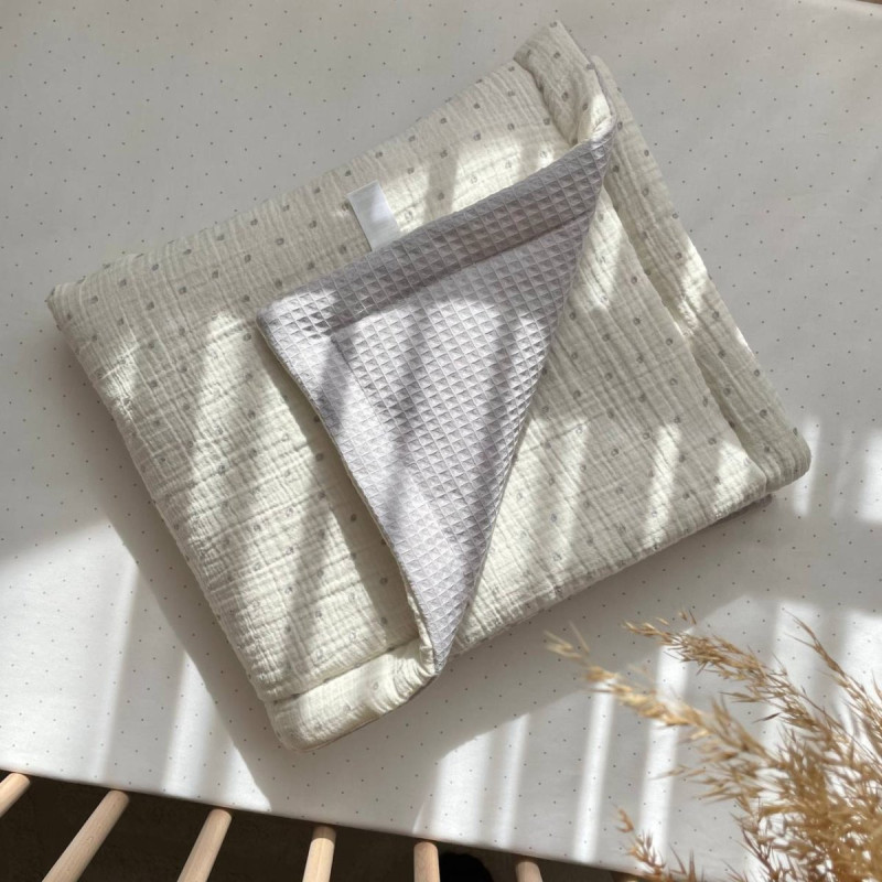 Плед Msonya муслін/вафля Горох сірий