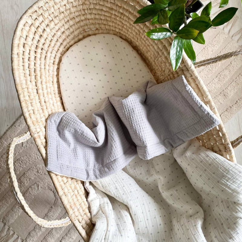 Плед Msonya муслін/вафля Горох сірий