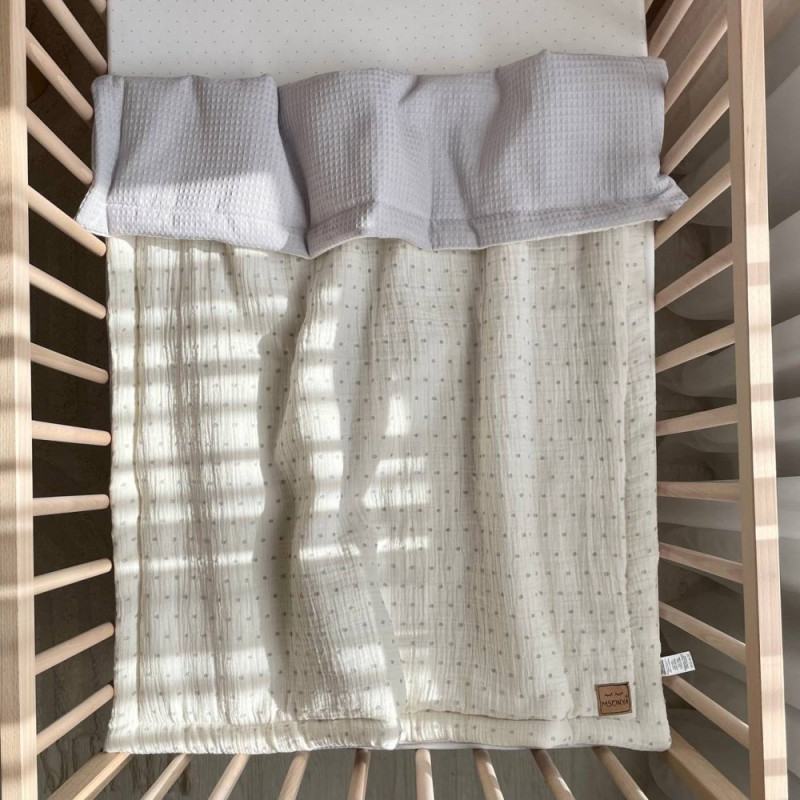 Плед Msonya муслін/вафля Горох сірий