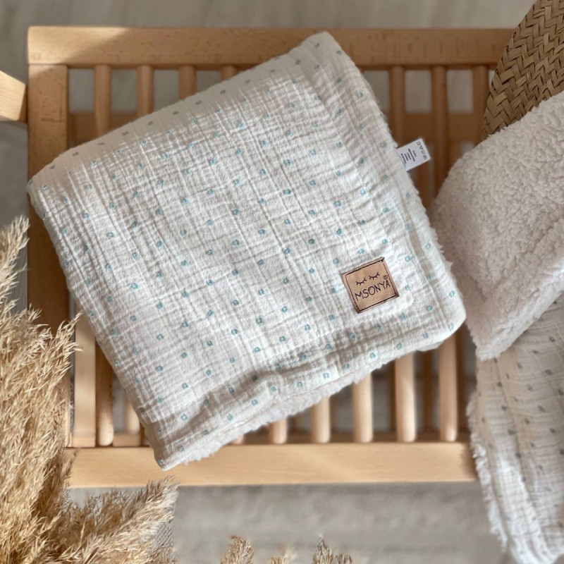 Плед Msonya муслін/хутро Горох м'ята