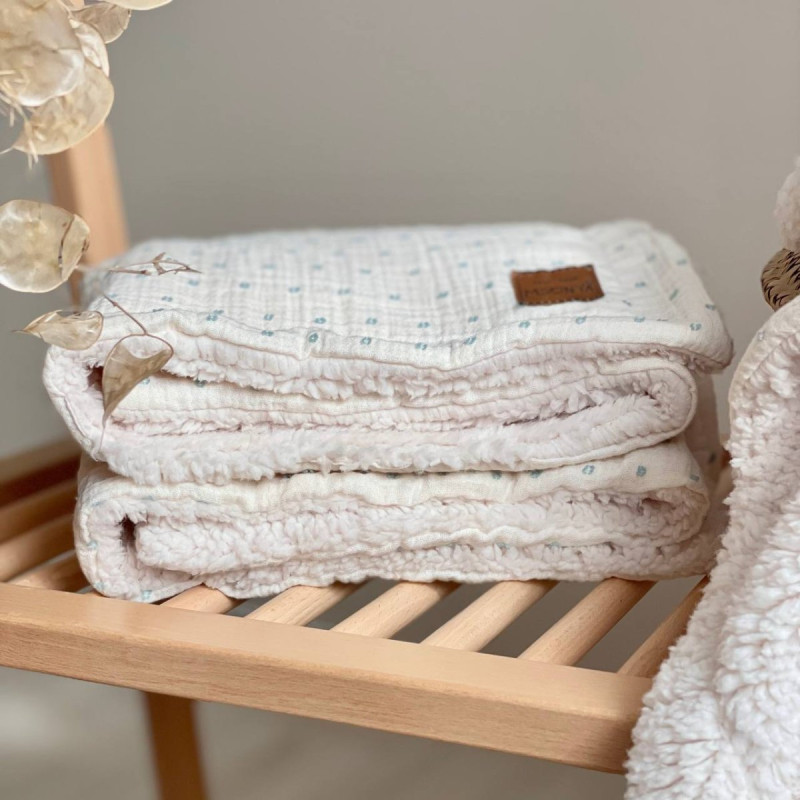 Плед Msonya муслін/хутро Горох м'ята